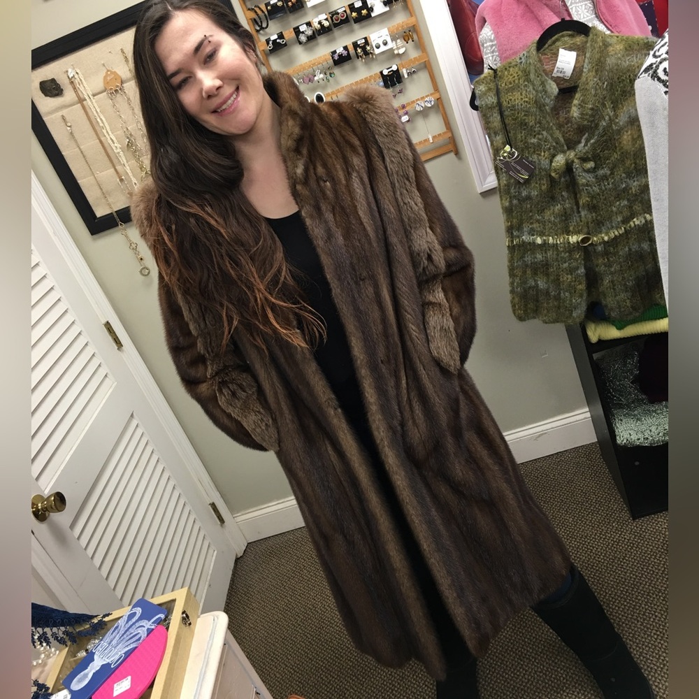 Vintage Mink Coat with Fox Trim